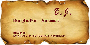 Berghofer Jeromos névjegykártya